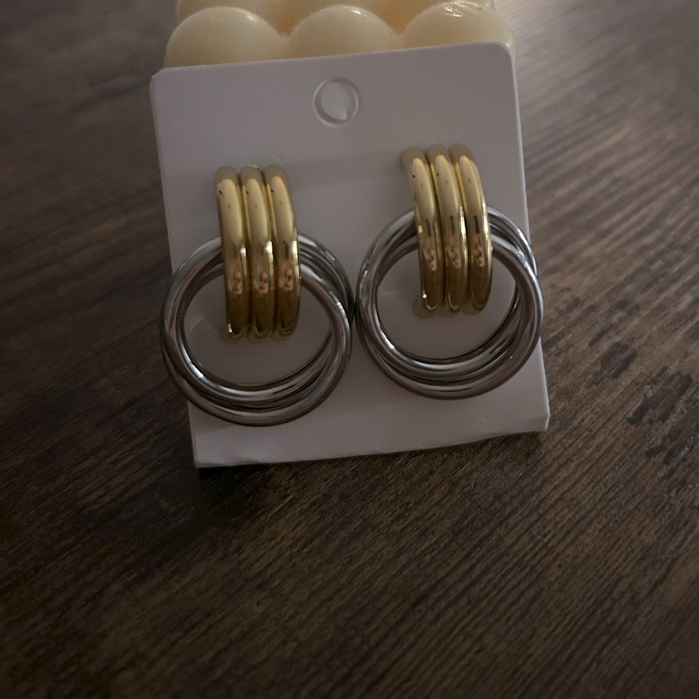 NWOT Gold & Silver Large Earrings